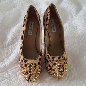 Steve Madden spiked leopard print platform heels